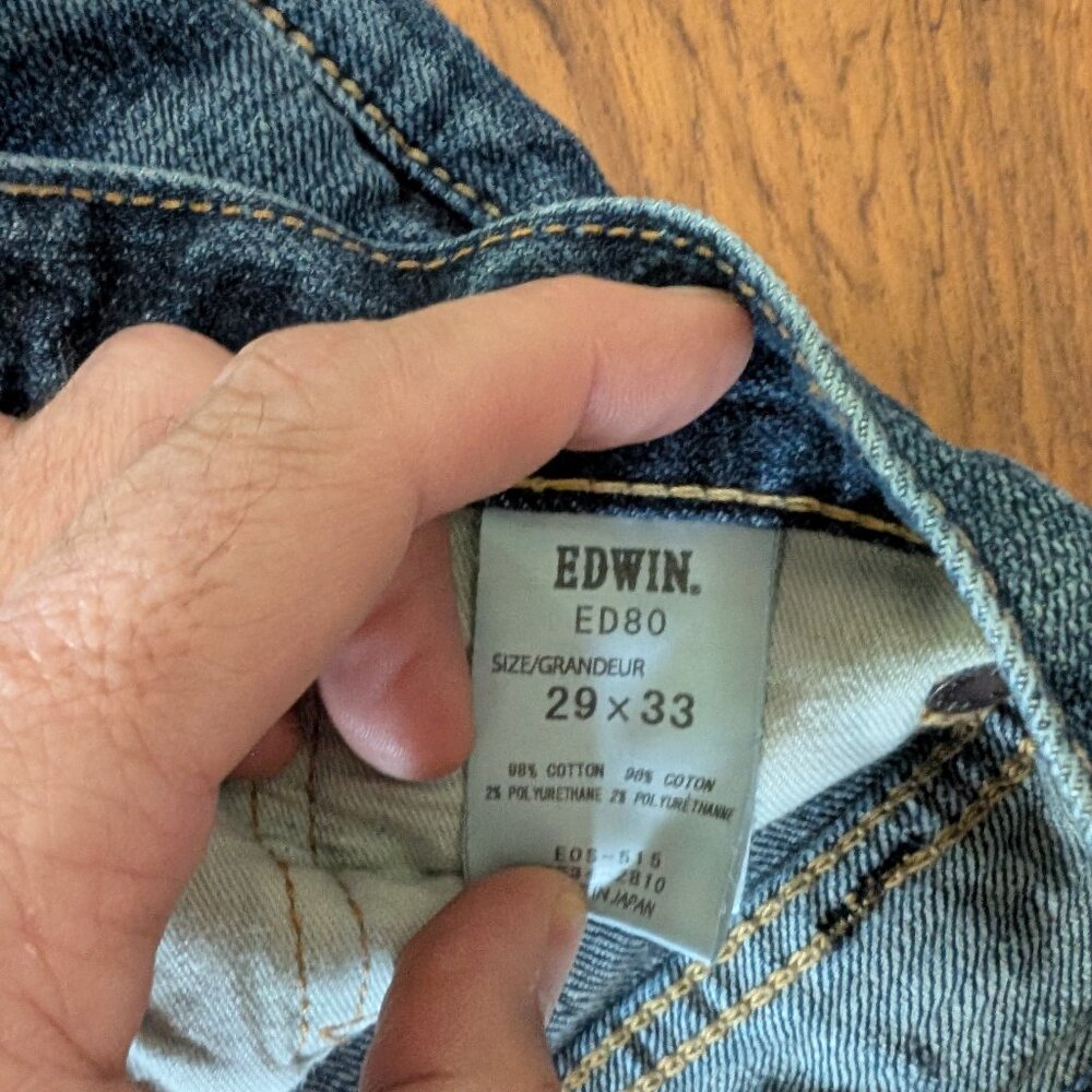 Edwin ED80 29x33 selvedge stretch denim Japan slim tapered